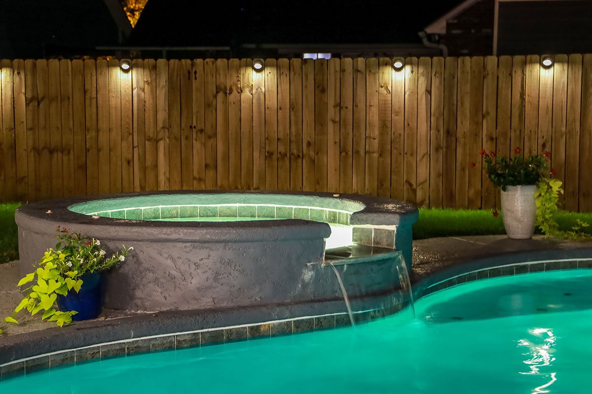 A backyard swimming pool A backyard swimming pool
